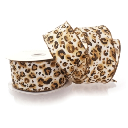 2 1/2" Wired Ribbon Cheetah Animal Print