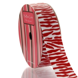 7/8" White/Red Zebra Grosgrain Ribbon