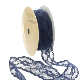 Navy Blue 1" Vintage Scalloped Edge Lace Ribbon Trim