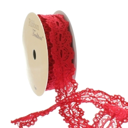 Red 7/8" Ribbon Hole French Lace Trim
