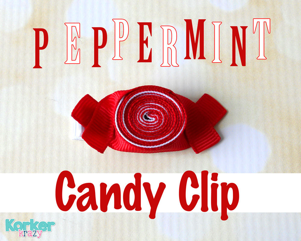 holiday peppermint candy ribbon sculpture hair clip