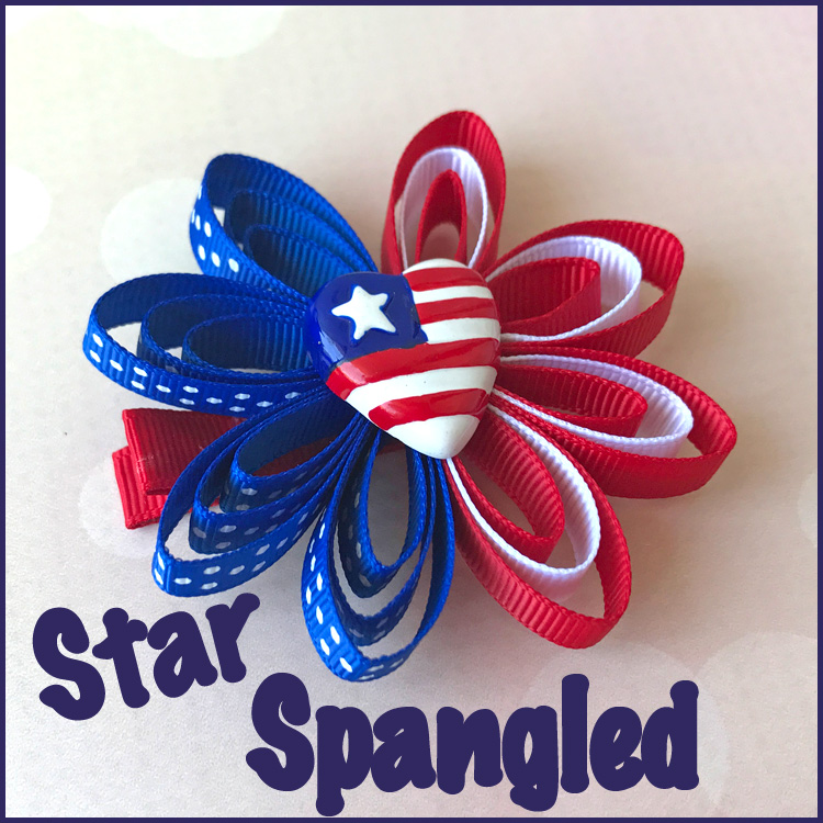 How to make a flag ribbon hair clip for 4th of july