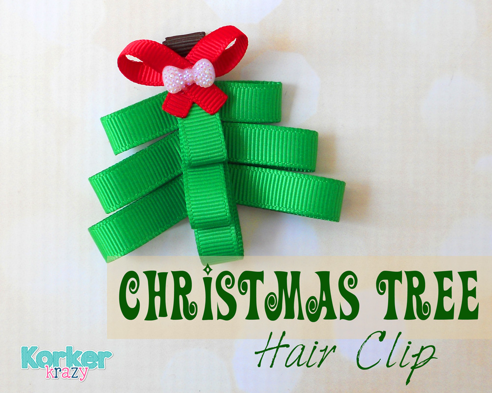 DIY hand-made christmas tree hair clip