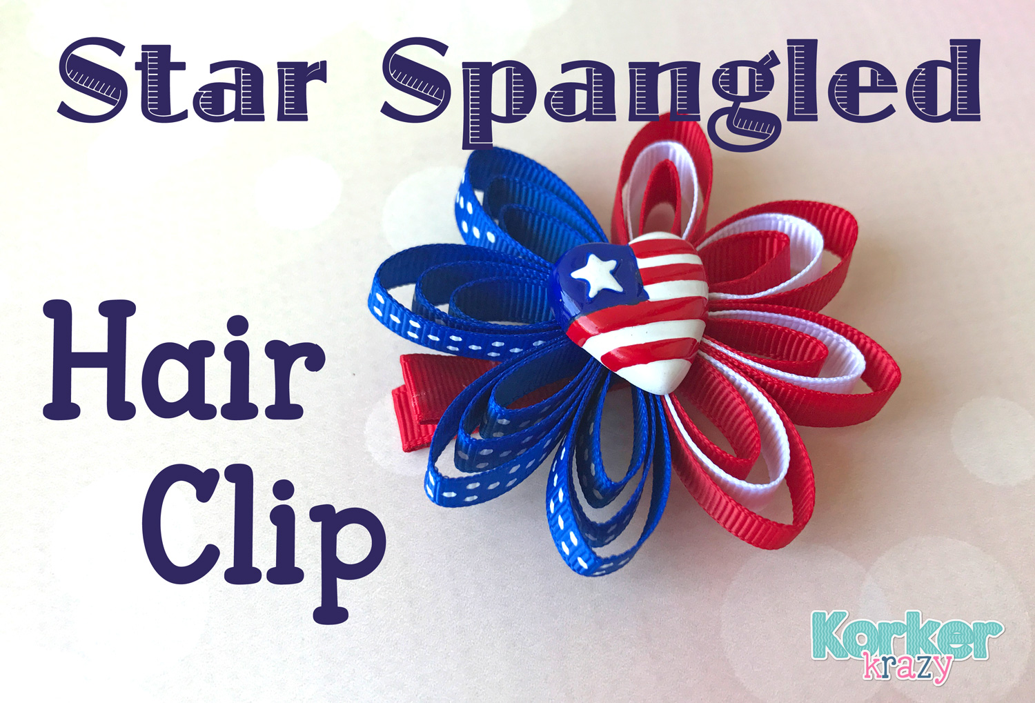 How to make a flag ribbon hair clip for 4th of july